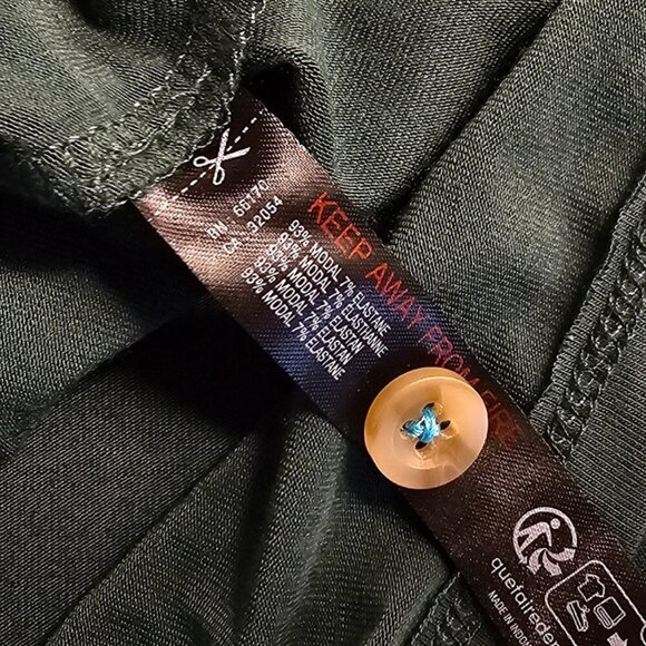 Anthropologie Womens Briar Piped Lounge Sleepwear Long Sleeve Shirt, Green, S - Picture 5 of 8